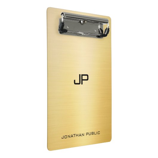Moderne elegante Monogram Gold-Vorlage Mini Klemmbrett (Schrägansicht)