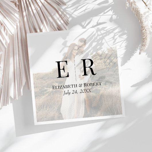 Moderne, elegante Monogram-Hochzeit für kundenspez Serviette