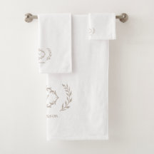 Moderne elegante Monogram, Initial White Beige Tan