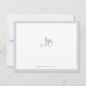 Moderne elegante Monogram Lavender Gingham Karo Mitteilungskarte (Rückseite)