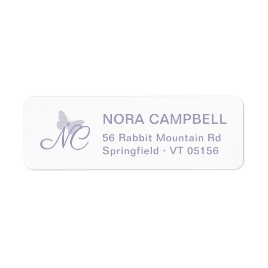 Moderne elegante Monogram Lavender-Rücksendeadress (Vorne)
