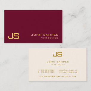 Moderne elegante Monogram Luxury Ruby Red & Gold Visitenkarte