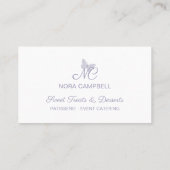 Moderne elegante Monogram Pastel Lavender Butterfl Visitenkarte (Rückseite)