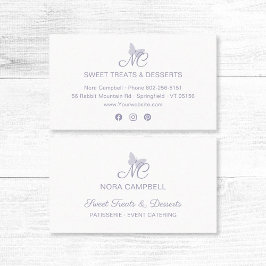 Moderne elegante Monogram Pastel Lavender Butterfl Visitenkarte