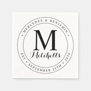 Moderne, elegante Monogram-Personalisierte Hochzei Serviette