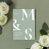 Moderne elegante Monogram Sage Green Wedding Einladung