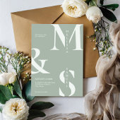 Moderne elegante Monogram Sage Green Wedding Einladung