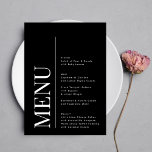 Moderne, elegante Monogram-Schwarz-weiße Hochzeit Menükarte<br><div class="desc">Feiern Sie die zeitlose Schönheit der Liebe mit meiner exquisiten Premium Classic Modern Elegant Names / Monogram Black & White Wedding Collection. Steigen Sie ein in den besonderen Tag und genießen Sie die neue Eleganz und den Charme Ihrer gemeinsamen Reise. Bei Phrosne Ras Design Zazzle verstehen wir, dass jedes Detail...</div>