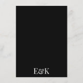 Moderne, elegante Monogram-Schwarz-weiße Hochzeit Menükarte (Rückseite)