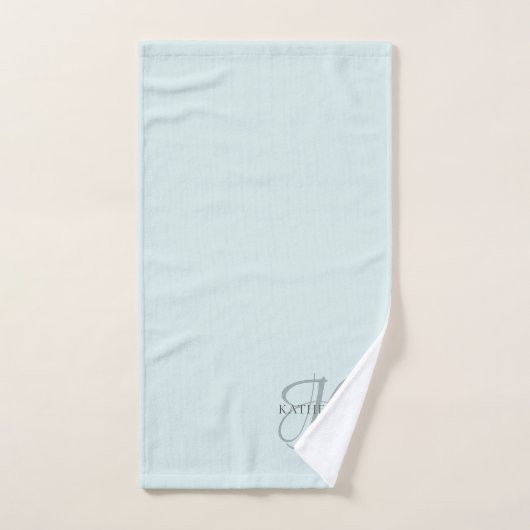 Moderne elegante Monogram Script Aqua Blue Badhandtuch Set (Handtuch)