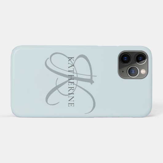 Moderne elegante Monogram Script Aqua Blue Case-Mate iPhone Hülle (Rückseite (Horizontal))