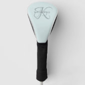 Moderne elegante Monogram Script Aqua Blue Golf Headcover (Vorderseite)