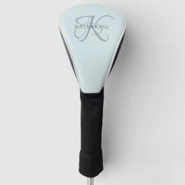Moderne elegante Monogram Script Aqua Blue Golf Headcover