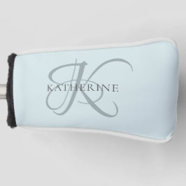 Moderne elegante Monogram Script Aqua Blue Golf Headcover