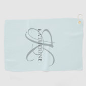 Moderne elegante Monogram Script Aqua Blue Golfhandtuch (Horizontal)