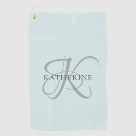 Moderne elegante Monogram Script Aqua Blue Golfhandtuch