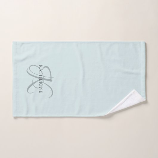 Moderne elegante Monogram Script Aqua Blue Handtuch (Handtuch)