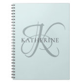 Moderne elegante Monogram Script Aqua Blue Notizblock (Vorderseite)