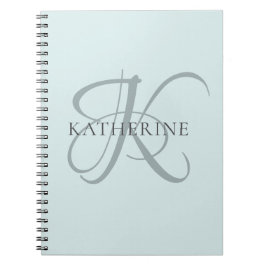 Moderne elegante Monogram Script Aqua Blue Notizblock