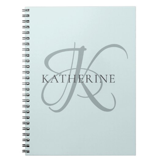 Moderne elegante Monogram Script Aqua Blue Notizblock (Vorderseite)