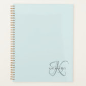 Moderne elegante Monogram Script Aqua Blue Planer (Vorderseite)