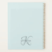 Moderne elegante Monogram Script Aqua Blue Planer (Rückseite)