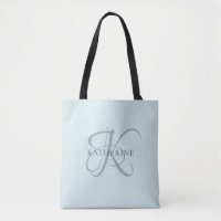Moderne elegante Monogram Script Aqua Blue