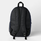 Moderne elegante Monogram Script Navy Blue Bedruckter Rucksack (Rückseite)