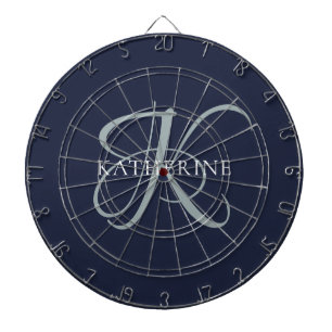 Moderne elegante Monogram Script Navy Blue Dartscheibe