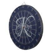 Moderne elegante Monogram Script Navy Blue Dartscheibe (Vorderseite rechts)