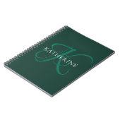 Moderne elegante Monogram Script Smarald Green Notizblock (Linke Seite)