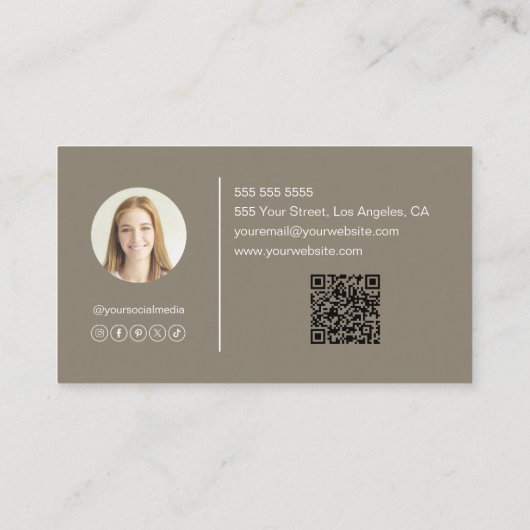 Moderne elegante Monogram Taupe Beruflich Visitenkarte (Rückseite)