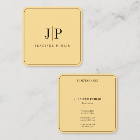 Moderne, elegante Monogram-Vorlage Luxe Glamour Go Quadratische Visitenkarte (Vorne/Hinten)