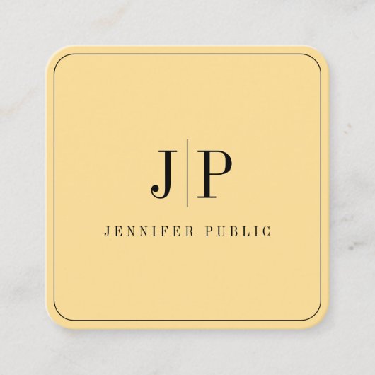 Moderne, elegante Monogram-Vorlage Luxe Glamour Go Quadratische Visitenkarte (Vorderseite)