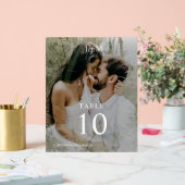 Moderne elegante Monogram Wedding Foto Tischnummer Acrylschild (Hochzeit)