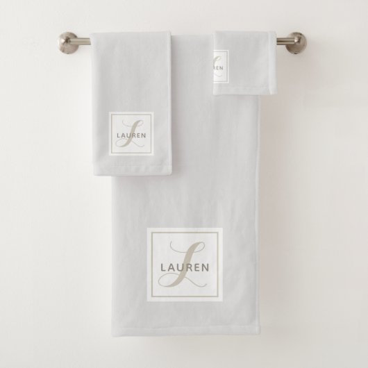 Moderne elegante Monogramm Badhandtuch Set (Insitu)