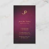 Moderne, elegante Monogramm Berufliche Weinfarbe Visitenkarte (Rückseite)