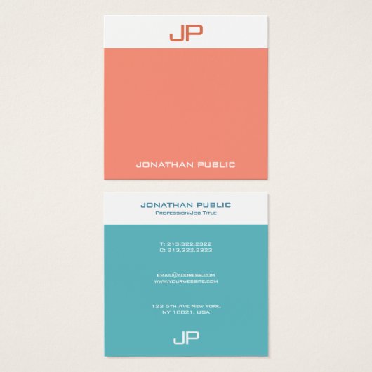 Moderne, elegante Monogramm-Farben Trendy-Vorlage (Vorne & Hinten)