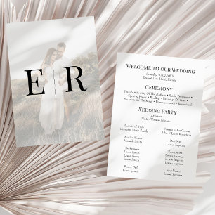 Moderne elegante Monogramm-Foto-Hochzeitsprogramm Programm