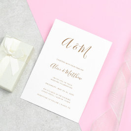 Moderne, elegante Monogramm-Goldhochzeit Einladung