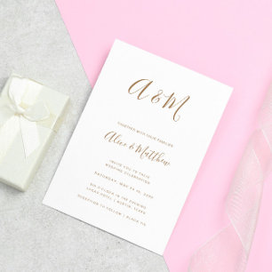 Moderne, elegante Monogramm-Goldhochzeit Einladung