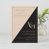 Moderne, elegante Monogramm-Hochzeit Einladung (Stehend Vorderseite)