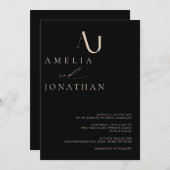 Moderne, elegante Monogramm-Hochzeit Einladung (Vorne/Hinten)