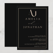 Moderne, elegante Monogramm-Hochzeit Einladung (Vorne/Hinten)