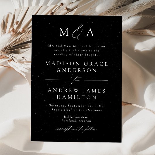 Moderne, elegante Monogramm-Hochzeit Einladung