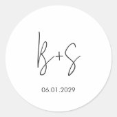 Moderne Elegante Monogramm-Hochzeit Runder Aufkleber (Vorderseite)