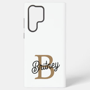 Moderne elegante Monogramm-Name Schwarz Gold-Schri Samsung Galaxy Hülle