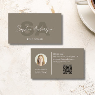 Moderne elegante Monogramm-Taupe-Professionell  Visitenkarte