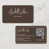 Moderne elegante monogrammierte Makler-QR-Code  Visitenkarte (Vorne/Hinten)