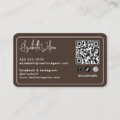 Moderne elegante monogrammierte Makler-QR-Code  Visitenkarte (Rückseite)